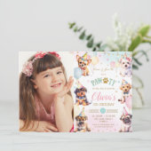 Schattige Schattig Pawty Dogs Balloons Verjaardags Kaart (Staand voorkant)