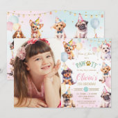 Schattige Schattig Pawty Dogs Balloons Verjaardags Kaart (Voorkant / Achterkant)