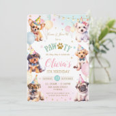 Schattige Schattig Pawty Dogs Balloons Verjaardags Kaart (Staand voorkant)