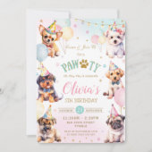 Schattige Schattig Pawty Dogs Balloons Verjaardags Kaart (Voorkant)