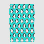 Schattige Schattig Pinguïns Patroon op Turquoise B Golfhanddoek (Voorkant)