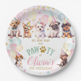 Schattige Schattig Puppy Dogs Ballonnen Verjaardag Papieren Bordje