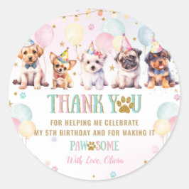 Schattige Schattig Puppy Dogs Ballonnen Verjaardag Ronde Sticker