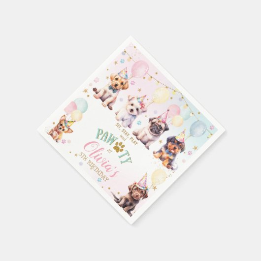 Schattige Schattig Puppy Dogs Ballonnen Verjaardag Servet (Hoek)