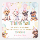 Schattige Schattig Puppy Dogs Ballonnen Verjaardag Vierkante Sticker (Voorkant)