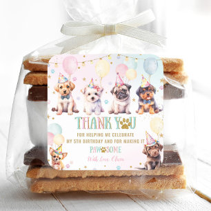 Schattige Schattig Puppy Dogs Ballonnen Verjaardag Vierkante Sticker