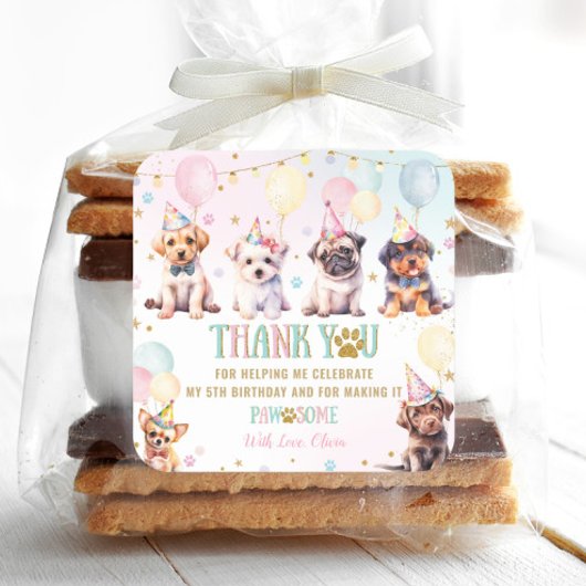 Schattige Schattig Puppy Dogs Ballonnen Verjaardag Vierkante Sticker