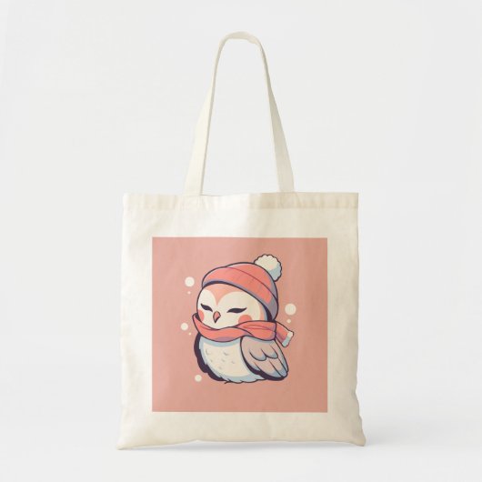 Schattige Schattig Roze Winter Kerstmis Uil Kawaii Tote Bag (Voorkant)
