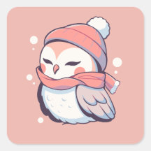 Schattige Schattig Roze Winter Kerstmis Uil Kawaii