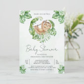 Schattige Schattig Sleepy Sloth Baby shower Kaart (Staand voorkant)