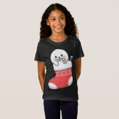 Schattige schattige baby harp zeehondenpup in kers t-shirt (Voorkant volledig)