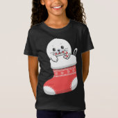 Schattige schattige baby harp zeehondenpup in kers t-shirt (Voorkant)