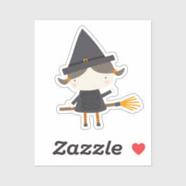 Schattige schattige heks op een bezemsteel sticker