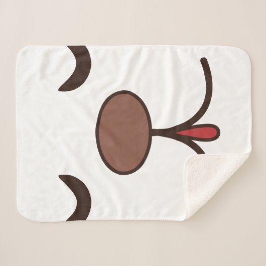 Schattige schattige hond gezicht kinder wit sherpa deken (Voorkant (horizontaal))