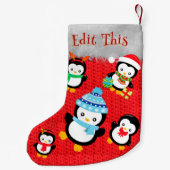 Schattige schattige pinguïn Merry-kerstnaam Kleine Kerstsok (Achterkant)