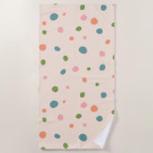 Schattige schattige poka stipt modern roze groen b strandlaken (Voorkant)