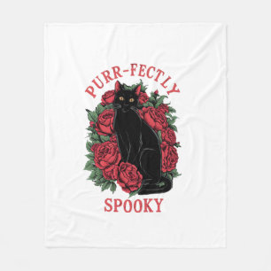 Schattige Schattigee Bloemen Zwarte Kat Puur Spook Fleece Deken