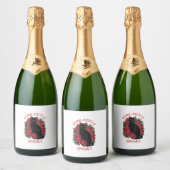 Schattige Schattigee Bloemen Zwarte Kat Puur Spook Sparkling Wijnetiket (Flessen)