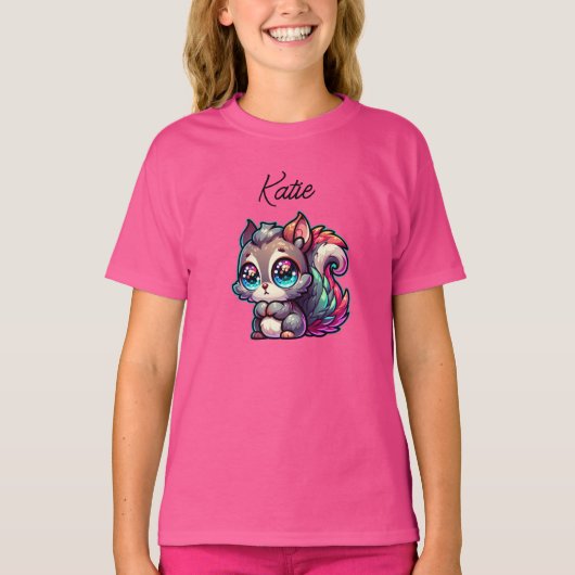 Schattige Schattigee Cartoon Eekhoorn gepersonalis T-shirt (Voorkant)