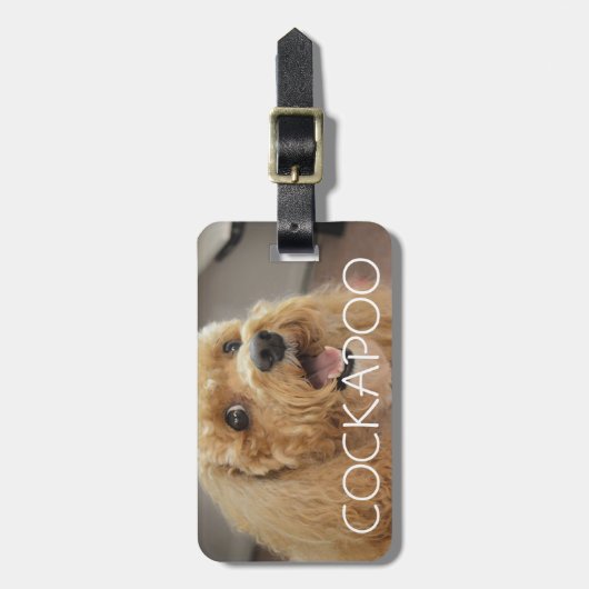 Schattige Schattigee Cockapoo Dog Smiling geperson Bagagelabel (Voorkant verticaal)
