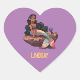 Schattige Schattigee Elegante Zeemeermin met Kinde Hart Sticker