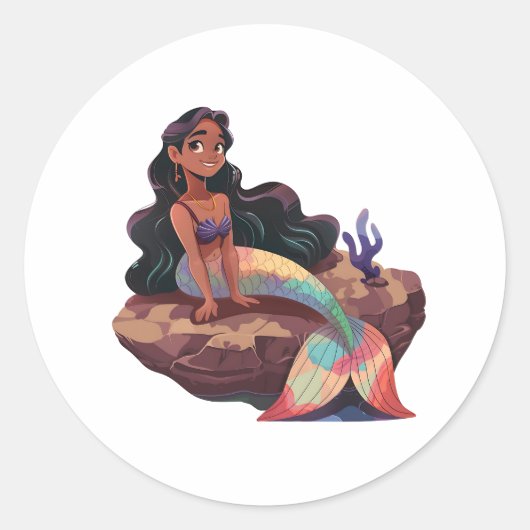 Schattige Schattigee Elegante Zeemeermin Ronde Sticker (Voorkant)