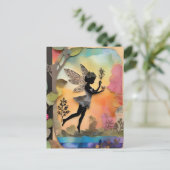 Schattige Schattigee Fairy Mixed Media Collage Briefkaart (Staand voorkant)