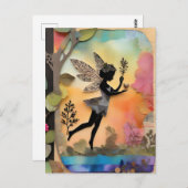 Schattige Schattigee Fairy Mixed Media Collage Briefkaart (Voorkant / Achterkant)