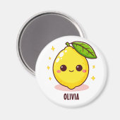 Schattige Schattigee gele citroen gepersonaliseerd Magneet (Voorkant / Achterkant)