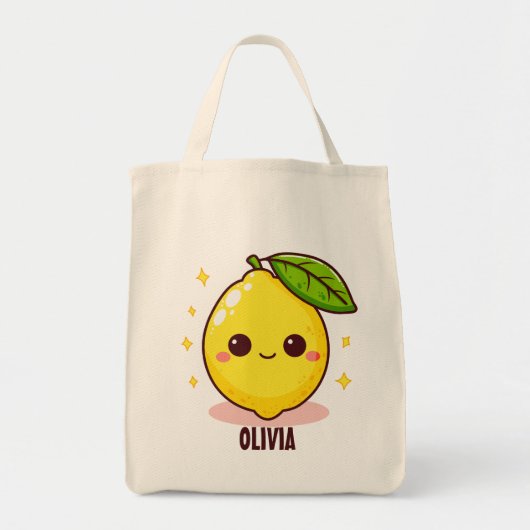 Schattige Schattigee gele citroen gepersonaliseerd Tote Bag (Voorkant)