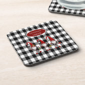 Schattige Schattigee Gnomen Buffalo Plaid Bier Onderzetter (Linkerzijde)