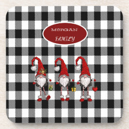Schattige Schattigee Gnomen Buffalo Plaid Bier Onderzetter
