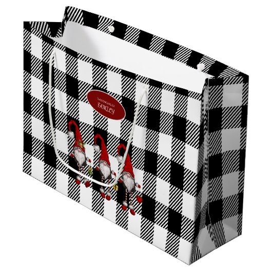 Schattige Schattigee Gnomen Buffalo Plaid Groot Cadeauzakje (Voorkant Gekanteld)