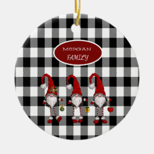 Schattige Schattigee Gnomen Buffalo Plaid Keramisch Ornament