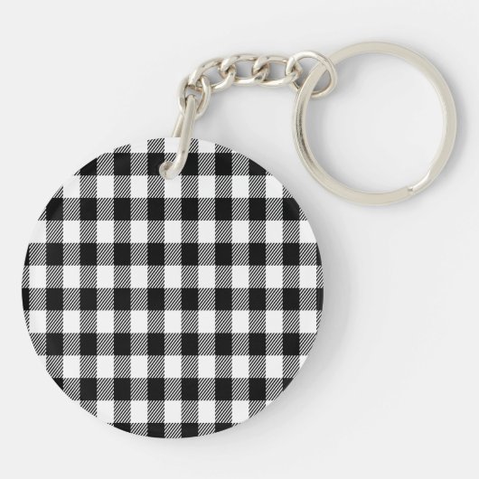 Schattige Schattigee Gnomen Buffalo Plaid Sleutelhanger (Achterkant)