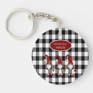 Schattige Schattigee Gnomen Buffalo Plaid Sleutelhanger