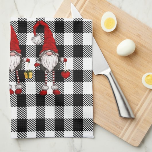 Schattige Schattigee Gnomen Buffalo Plaid Theedoek (Quarter Fold)
