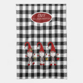 Schattige Schattigee Gnomen Buffalo Plaid Theedoek (Verticaal)