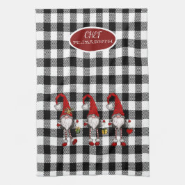 Schattige Schattigee Gnomen Buffalo Plaid Theedoek