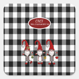Schattige Schattigee Gnomen Buffalo Plaid Vierkante Sticker