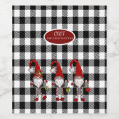 Schattige Schattigee Gnomen Buffalo Plaid Wijn Etiket (Enkel label)
