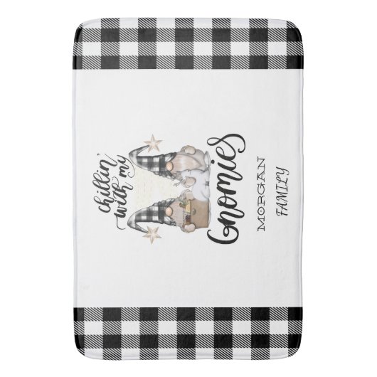 Schattige Schattigee Gnomen Zwart Buffel Plaid Badmat (Voorkant Verticaal)