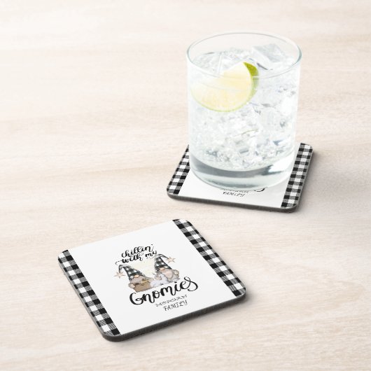 Schattige Schattigee Gnomen Zwart Buffel Plaid Bier Onderzetter (Rechterzijde)