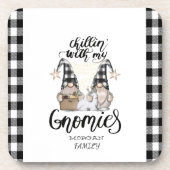 Schattige Schattigee Gnomen Zwart Buffel Plaid Bier Onderzetter (Voorkant)