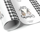 Schattige Schattigee Gnomen Zwart Buffel Plaid Cadeaupapier (Rol Hoek)