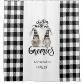 Schattige Schattigee Gnomen Zwart Buffel Plaid Douchegordijn (Voorkant)