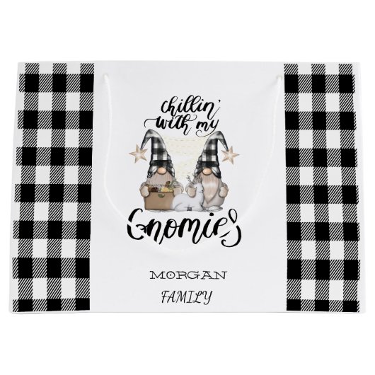 Schattige Schattigee Gnomen Zwart Buffel Plaid Groot Cadeauzakje (Voorkant)