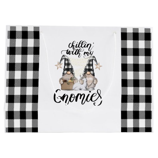 Schattige Schattigee Gnomen Zwart Buffel Plaid Groot Cadeauzakje (Achterkant)