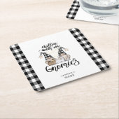 Schattige Schattigee Gnomen Zwart Buffel Plaid Kartonnen Onderzetters (Schuin)