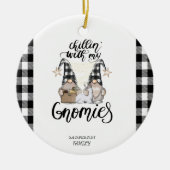 Schattige Schattigee Gnomen Zwart Buffel Plaid Keramisch Ornament (Voorkant)